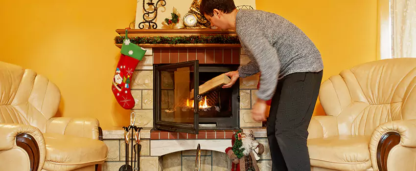 Rusted Metal Fireplace Restoration in Mastic, New York